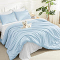 Litanika Comforters Light Blue Queen Size, 3 Pieces Lightweight Solid Bedding by Litanika