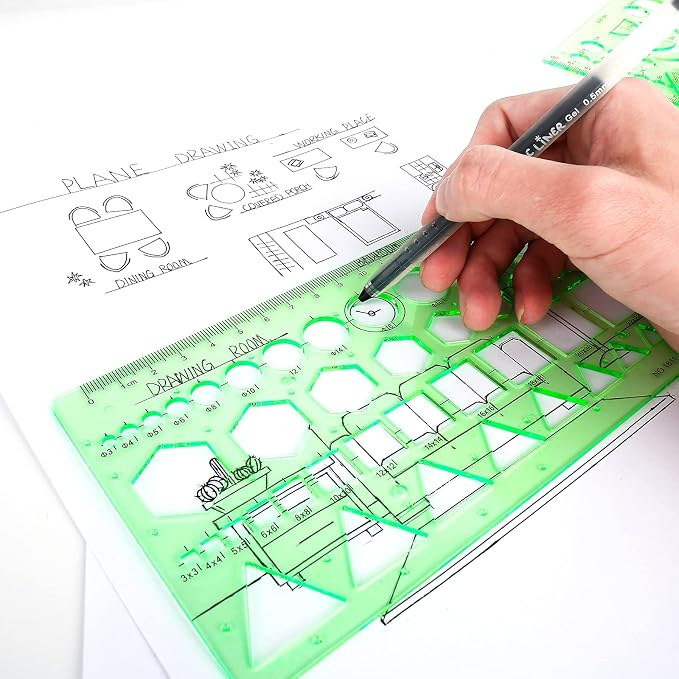 11PCS Geometric Drawings Templates, Drafting Stencils Measuring Tools, BetyBedy - Image 7