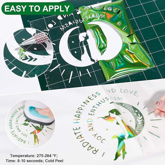 VINYL FROG Green Holographic Heat Transfer Vinyl 12" x5ft Green Metallic HTV - Image 2