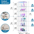 Dystler 6-Tier Glass Display Cabinet, RGB LED Lights & Lock | 66.9" Display Case - Image 2