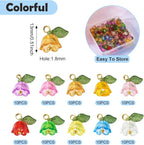 Cheriswelry 100pcs Flower Bracelet Charms Leaf Flower Acrylic Dangle Pendants - Image 3