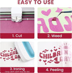 Glitter HTV Heat Transfer Vinyl, Hot Pink 12pcs 12" x 10" Iron-on Vinyl | Iron - Image 3