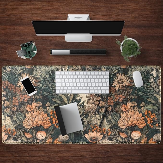 Boho Aesthetic Desk Mat Wildflowers Large Mouse Pad Gaming Pad, XXL Keyboard - Image 4