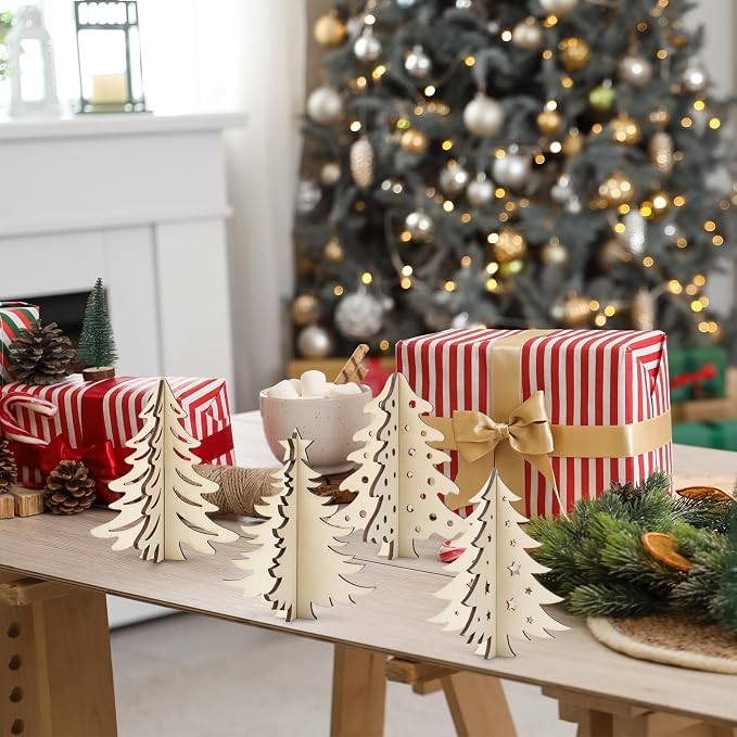 COCHIE DIY 3D Christmas Tree Wood Crafts to Paint, Paintable Unfinished Wooden - Image 4