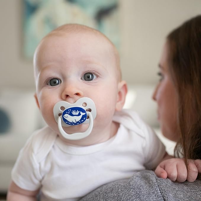 Dr. Brown's Advantage Glow-in-the-Dark Baby Pacifier, Fully Symmetrical Soother with Soft Silicone Bulb, Blue Ocean, 0-6m, BPA Free, 2 Pack