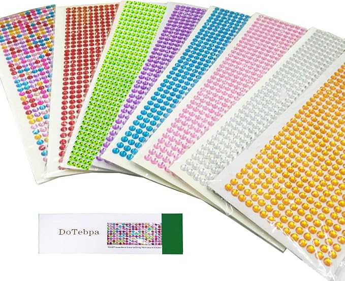 4032 Pieces 6 mm Colorful Bling Rhinestone Sticker Sheet Gem Diamond self by DoTebpa