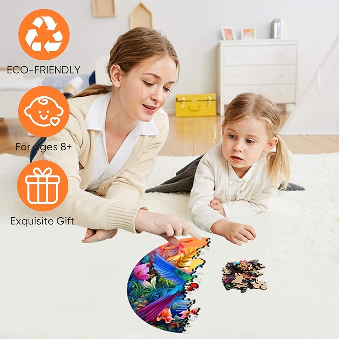 Mocfesk Puzzles for Adults, 500 Pieces Hummingbird Flower Wooden Puzzles - Image 2
