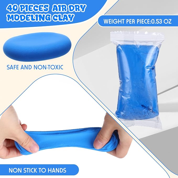 VioraWhite 40 Pcs 21oz Air Dry Clay Bulk Modeling Ultra Lightweight Foam - Image 2