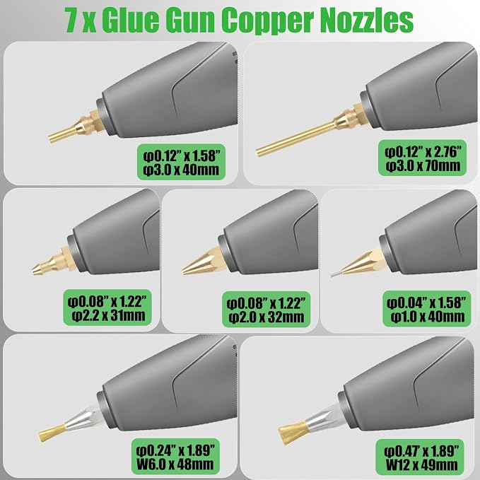 MONVICT Hot Melt Glue Gun with 7 Copper Nozzles, Heavy Duty | 3 Silicone Finger - Image 3