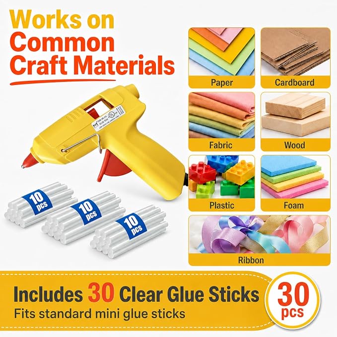 Mini Hot Glue Gun Kit with 30 Glue Sticks and Carrying Case, 15W Fast - Image 4