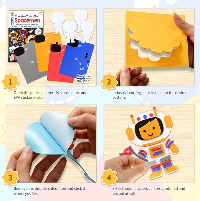 VKPI 4 Pieces EVA Foam Art Crafts Gift Kit, Creative Make Your Own Spacemen - Image 2
