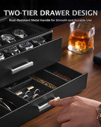ProCase 12-Slot Watch Case for Men, 2-Tier Pull-Out Drawers Box -Black | - Image 2