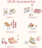 ROBUD Wooden Dollhouse Furniture Set, Miniature Furniture Including 6 Room Kits - Image 3