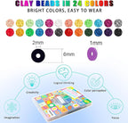 YMSDZHL 6000+PCS Clay Beads Bracelet Making Kit, 24 Color DIY Flat Preppy Beads - Image 2