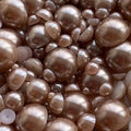 1500PCS 3-14mm Brown Flatback Pearls, 150g Half-Round ABS Pearls by Sqqzuie
