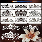 FINGERINSPIRE 9 Styles Folk Art Border Pattern Stencils by FINGERINSPIRE
