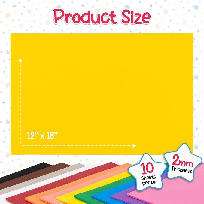 Hygloss Sheets Colorful Foam for DIY Arts & Craft, 12” x 18”, 10 Piece - Image 3