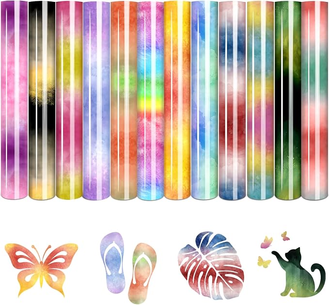 Tintnut Watercolor Gradient Heat Transfer Vinyl, stretch washable, suitable by Tintnut