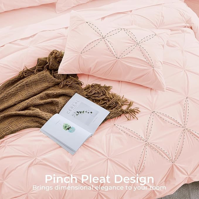 Sasttie King Size Comforter Set, 7-Piece Bed in a Bag, Pintuck Bedding Set - Image 4