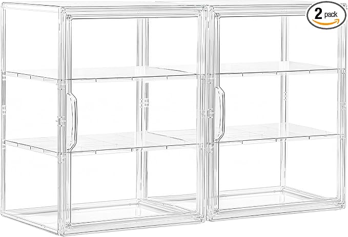 Attelite Acrylic Display Case for Collectibles Adjustable 3-Tiers，2Pack | Clear by Attelite