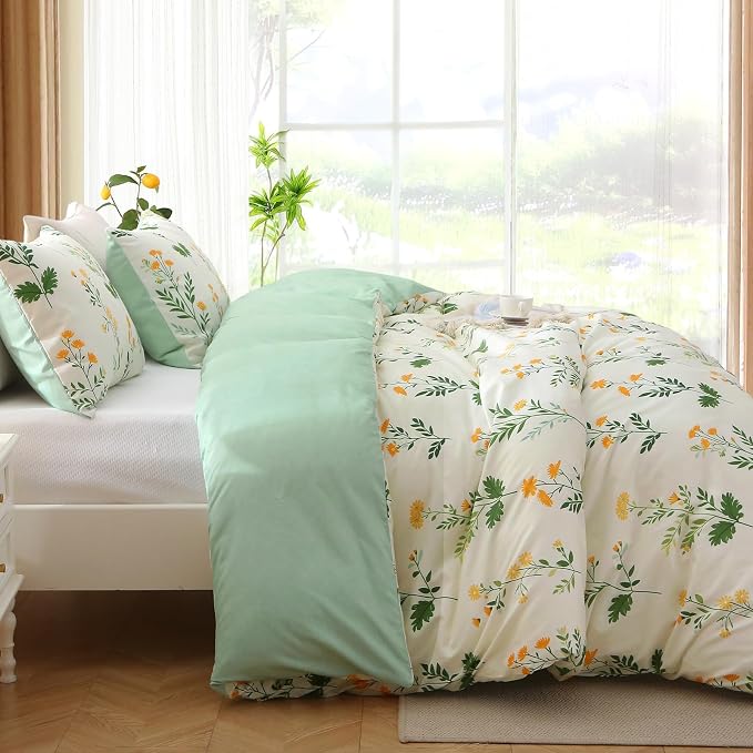MUXHOMO Duvet Cover King Size, Reversible Floral Vintage Duvet Cover Set - Image 2