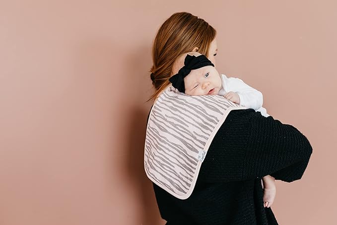 Copper Pearl Premium Baby Burp Cloths - 3-Pack Large Cotton Burp Cloths, Extra Soft Spit Up Rags with 3 Absorbent Layers, Perfect for Baby Boy and Baby Girl Gifts (21" x 10" Size, Zara Set)