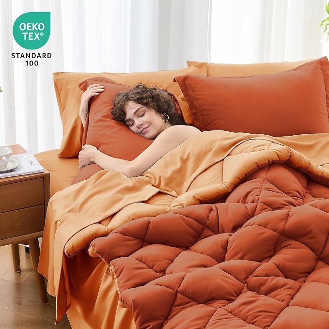 MUXHOMO 5 Pieces Twin Comforter Set, Reversible Bed in a Bag Twin Size - Image 4