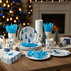 Pickmesh 400 Pcs Winter Party Supplies Blue Silver Xmas Tree Snowflake - Image 6