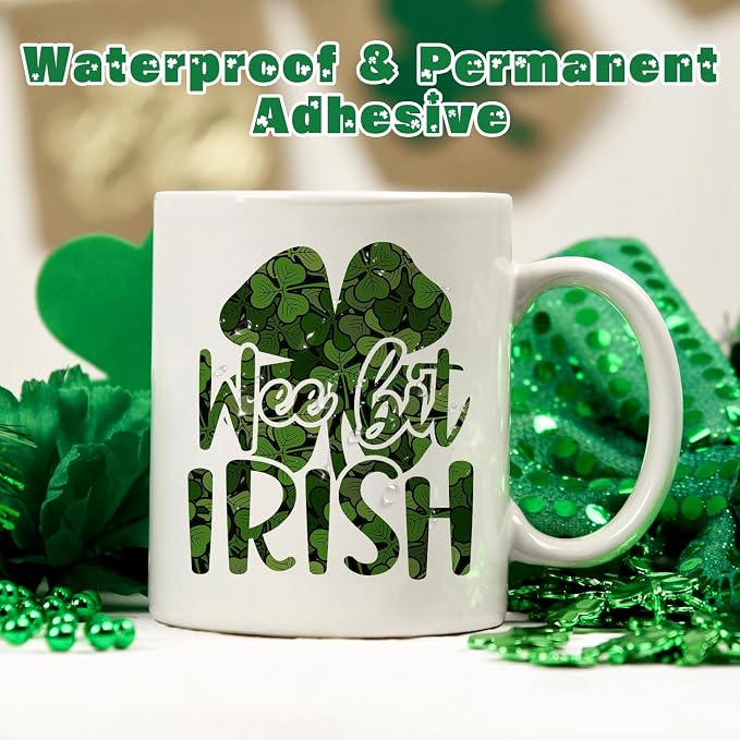 Green Clover Permanent Adhesive Vinyl 14 Sheets 12'' x 10'' | St. Patrick's Day - Image 5