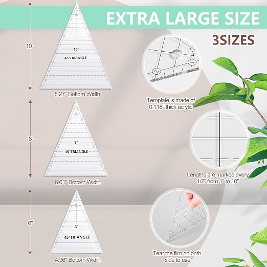 Kigley 3 Pcs 45 Degree Triangle Ruler - Image 2