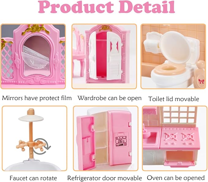35 Pcs Dollhouse Furniture Accessories Set Mini House Furniture Small Dollhouse - Image 5