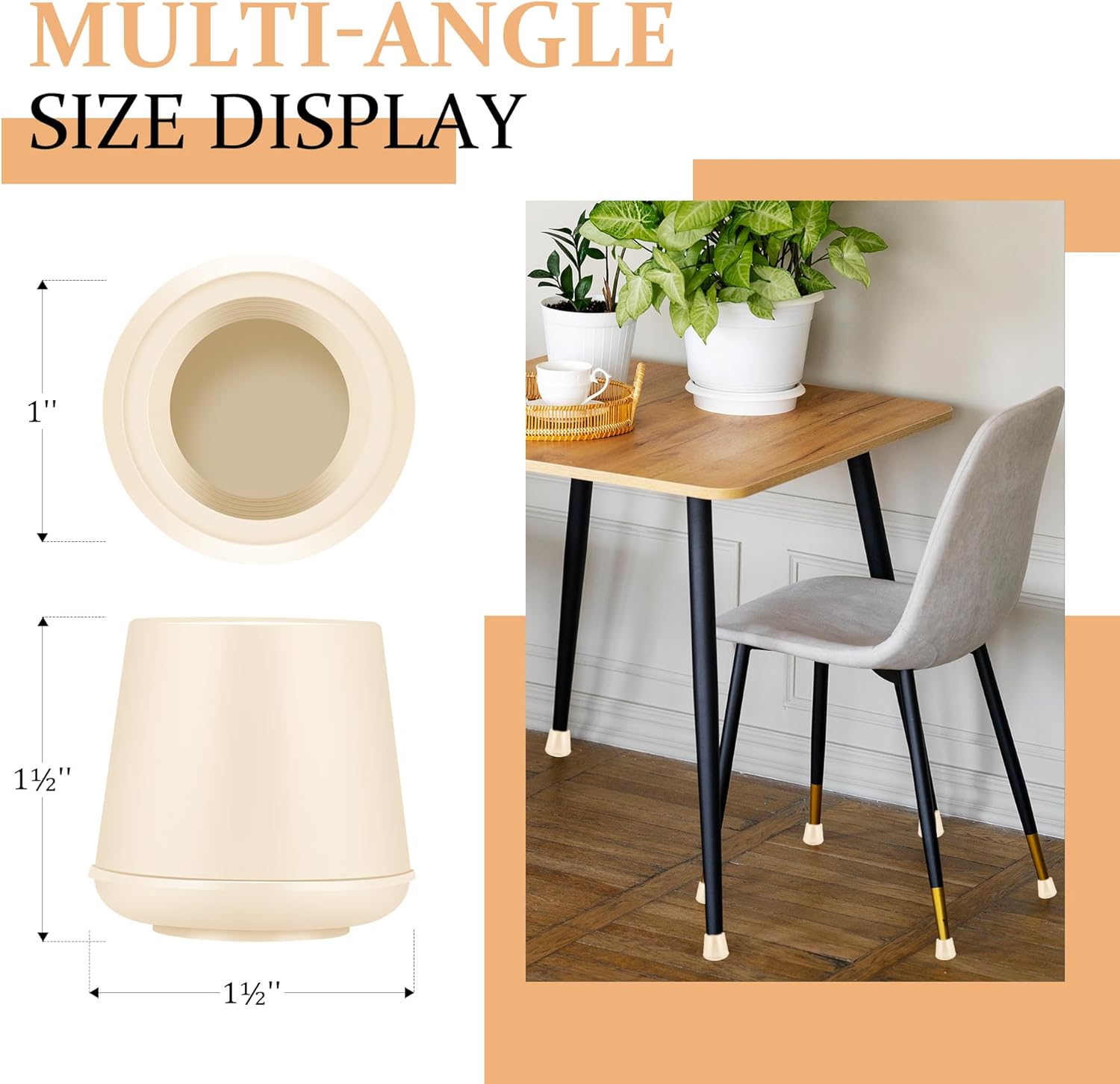 1" Round Rubber Chair Leg Tips Caps, Chair Leg Floor Protectors, Non-Slip Chairs Legs Caps, Stool Feet Protectors Cap, Folding Metal Chairs Legs Tip Replacement (White, 24 Pack)