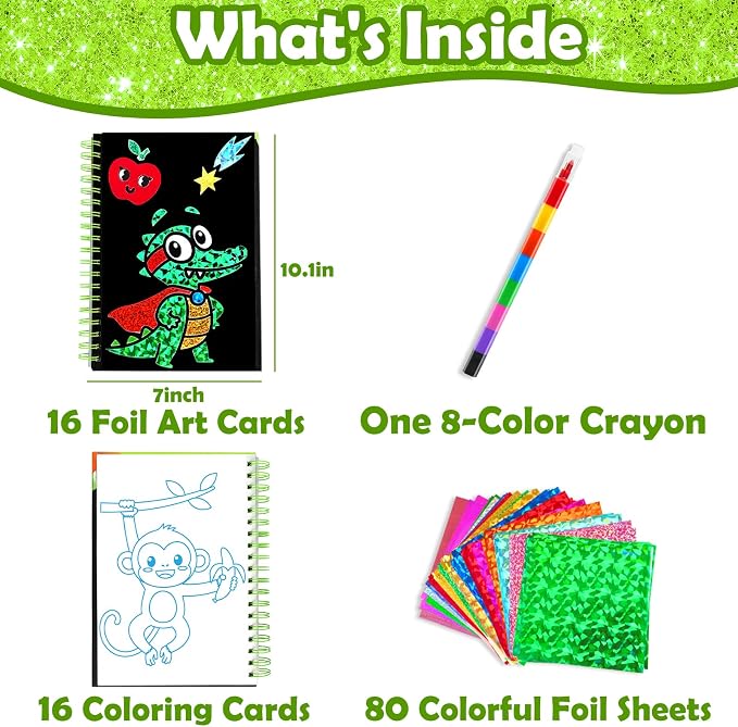 FUNNYB&G Foil Art Craft Kit for Kids 4-10 Years Old: Mess-Free & No-Glue - Image 5