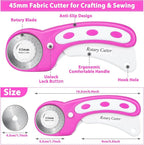 Rotary Cutter and Mat Set, Audab Self Healing Sewing Mats Shirt Cutter 45mm - Image 3