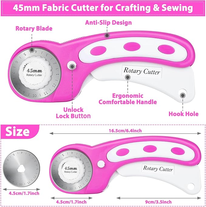 Rotary Cutter and Mat Set, Audab Self Healing Sewing Mats Shirt Cutter 45mm - Image 3