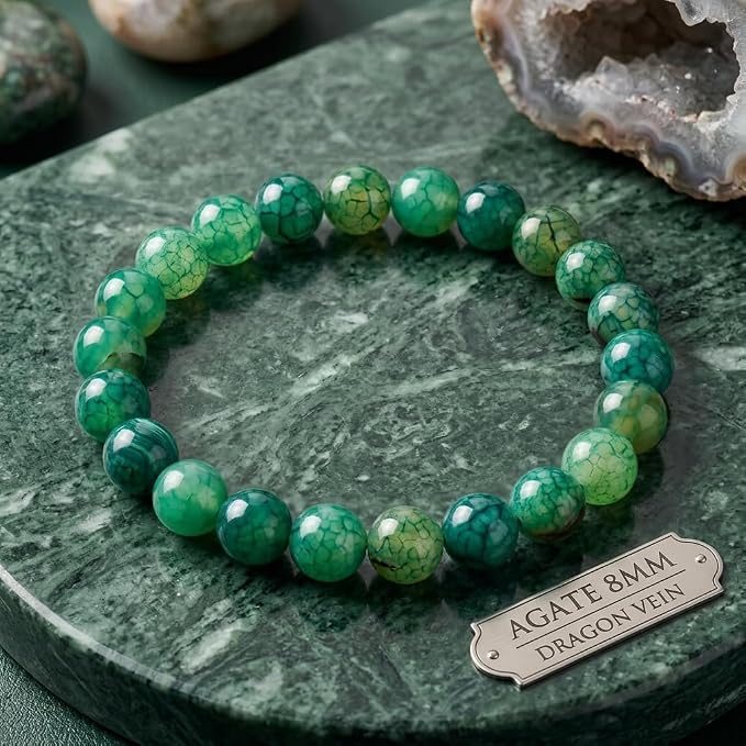 60pcs Smooth Natural Green Agate Beads，6mm Dragon Vein Gemstone Round Loose - Image 4