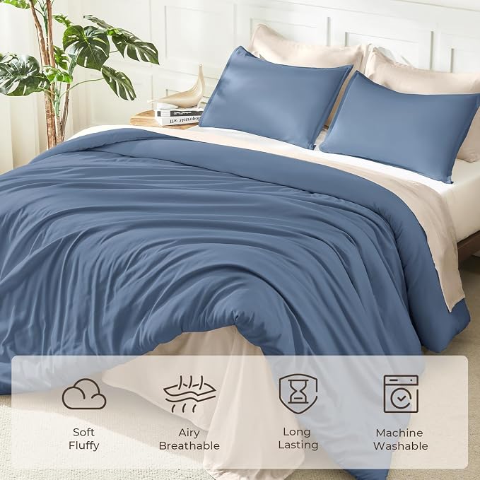 Litanika Haze Blue Twin/Twin XL Comforter Set, 2 Pieces Lightweight Solid - Image 3