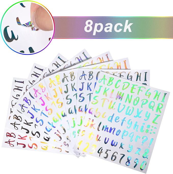 Outus 576 Pcs 8 Sheets Letters Stickers Vinyl Alphabet Number Decals Back to - Image 2