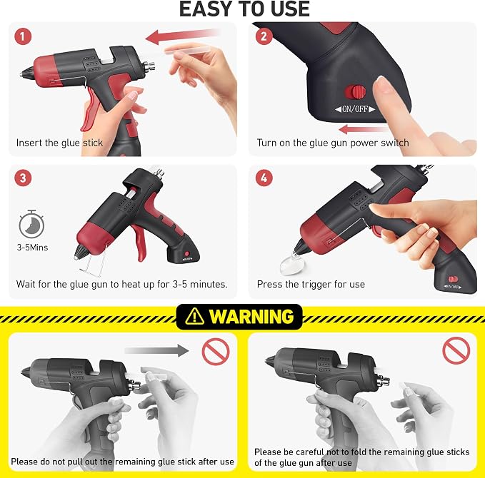 20W Cordless Hot Glue Gun, Fast Preheating Hot Glue Gun and 30pcs Sticks Set - Image 3