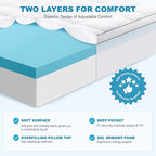 MASVIS King Size Dual Layer 4 Inch Memory Foam Mattress Topper, 2 Inch Gel - Image 2