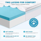 MASVIS Full Size Dual Layer 4 Inch Memory Foam Mattress Topper, 2 Inch Gel - Image 2