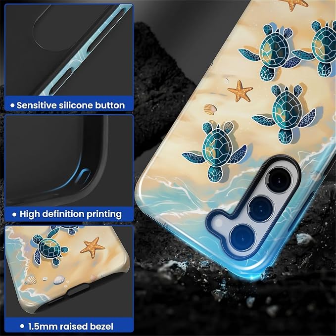 for Samsung Galaxy S23 Plus Case, Sea Turtle Beach Pattern Glossy 2 in 1 - Image 4