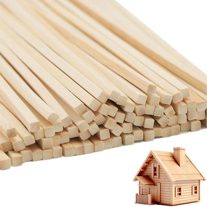DaTpuik- 1/4 x 12 Inch 100 PCS Square Dowel Rods Wood Sticks Wooden Dowel Rods by DaTpuik