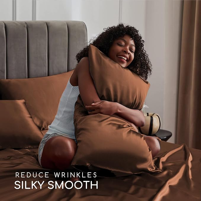 MR&HM Satin Bed Sheets, Twin XL Size Sheets Set - Image 3