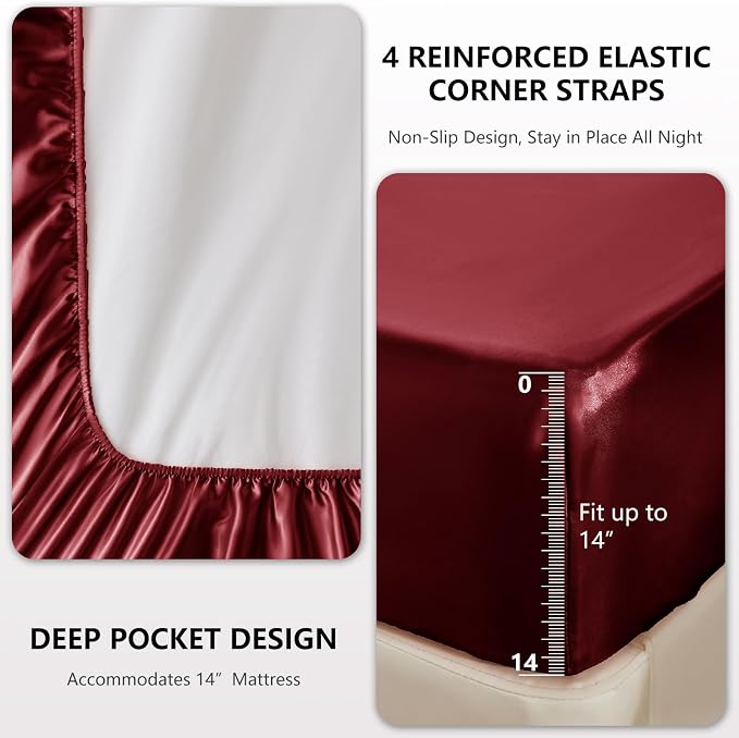 CozyLux Satin Sheets King Size Sheet Set - Image 4