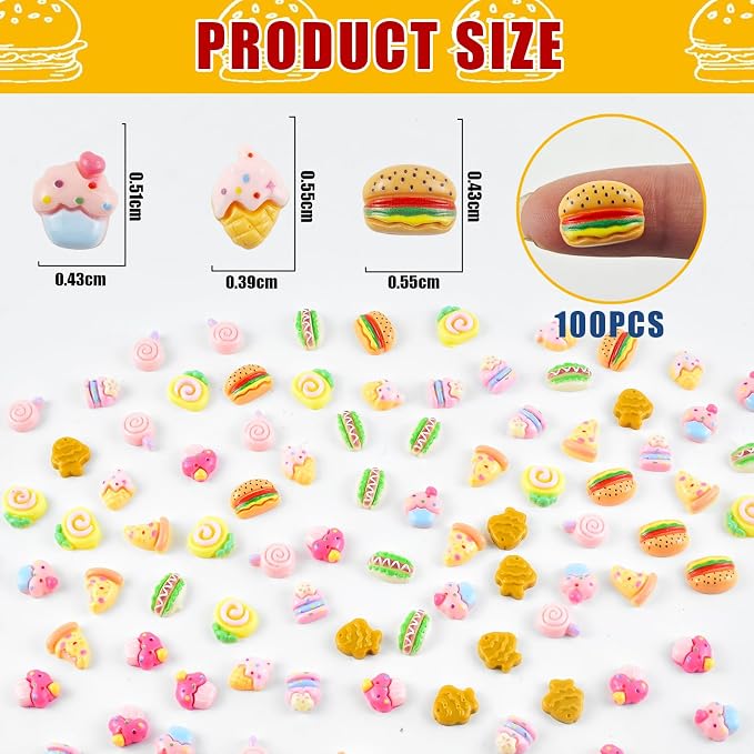100 Pieces Tiny Food for Dollhouse Miniatures Resin Things for Crafts Mini Food - Image 3