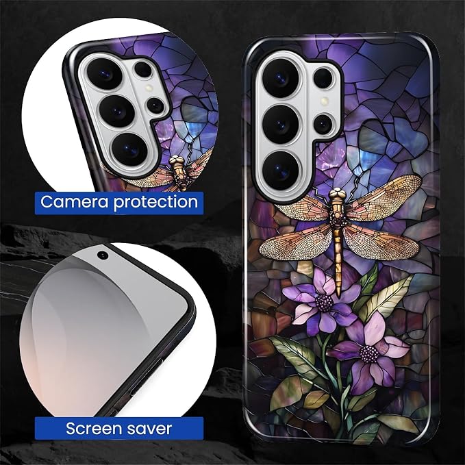 for Samsung Galaxy S26 Ultra Case, Stained Glass Dragonfly Pattern Glossy 2 in - Image 5
