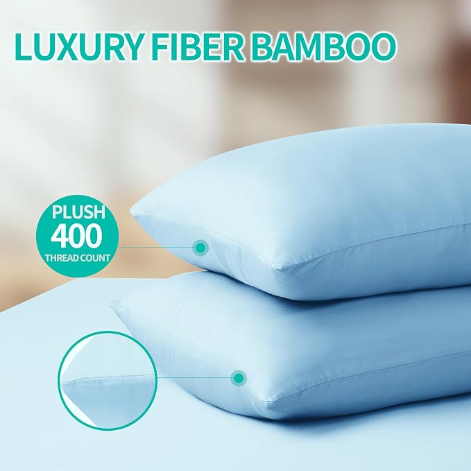 4-Pack Bamboo Viscose Zippered Pillow Cases King Size, 400 Thread Count Cooling - Image 4