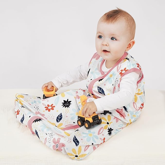 3 Pack Baby Sleep Sack 18-24 Months 100% Rayon Cotton Baby Sleeping Bag 2-Way Zipper Toddler Wearable Blankets Comfy Stretchy Lightweight TOG 0.3 （Heart&Pink&Floral）