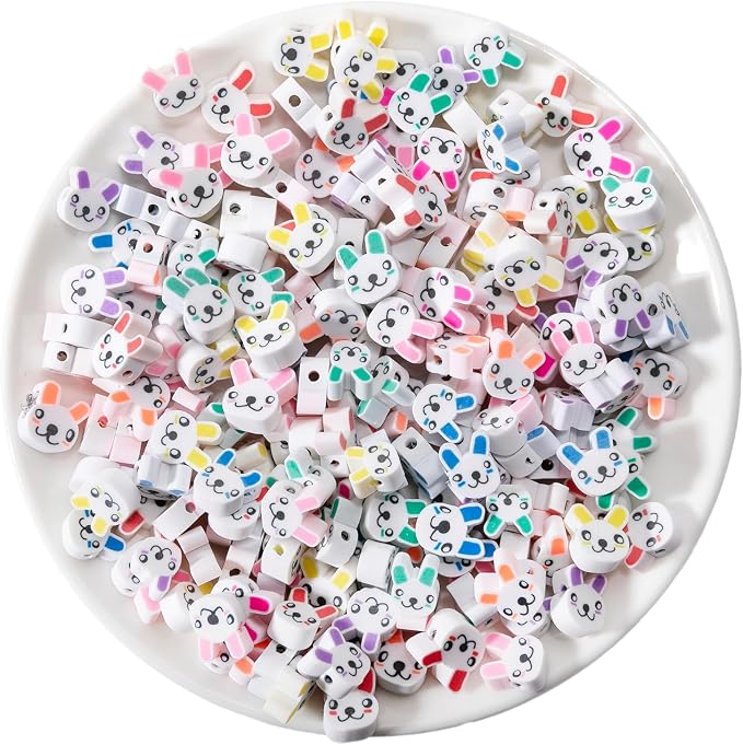 100pcs Animal Rabbit Polymer Clay Spacer Beads by LUBINGSHINE